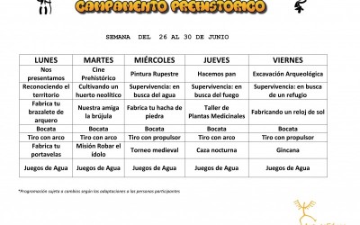 CAMPAMENTO PREHISTÓRICO DE VERANO 2017